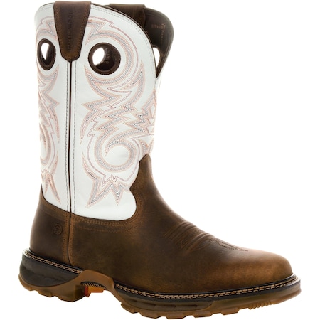 Durango Men's Western Boot, 12 W, Leather, 11 in H, Chocolate/White DDB0302